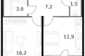 1 room apartment 42 m² Moscow, Russia