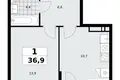 1 room apartment 37 m² Kommunarka, Russia