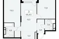Mieszkanie 3 pokoi 67 m² Moskwa, Rosja