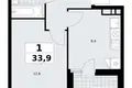 1 room apartment 34 m² Kommunarka, Russia