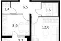 Mieszkanie 1 pokój 34 m² Moskwa, Rosja