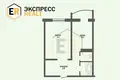 1 room apartment 42 m² Muchaviecki sielski Saviet, Belarus