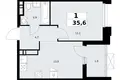 1 room apartment 36 m² Kommunarka, Russia