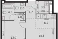 Wohnung 2 zimmer 47 m² Moskau, Russland
