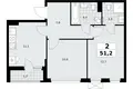 Квартира 2 комнаты 51 м² район Коммунарка, Россия