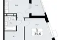 1 room apartment 36 m² Vnukovo, Russia