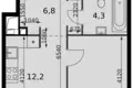 1 room apartment 36 m² Moscow, Russia