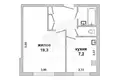 1 room apartment 35 m² Muchaviecki sielski Saviet, Belarus