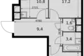 2 room apartment 58 m² Razvilka, Russia