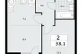 Appartement 2 chambres 38 m² Kommunarka, Russie