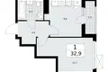 1 room apartment 33 m² Kommunarka, Russia
