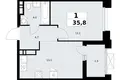 1 room apartment 36 m² Kommunarka, Russia