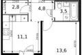 Wohnung 1 zimmer 37 m² Leninsky District, Russland