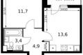 Apartamento 1 habitación 36 m² Leninsky District, Rusia