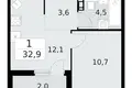 Mieszkanie 1 pokój 33 m² Krasnoye Selo, Rosja