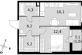 Mieszkanie 1 pokój 46 m² Moskwa, Rosja