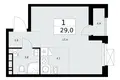 Квартира 1 комната 29 м² район Коммунарка, Россия