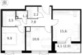 2 room apartment 53 m² Moscow, Russia