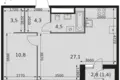 2 room apartment 52 m² Moscow, Russia
