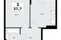 Wohnung 1 zimmer 38 m² Kommunarka, Russland