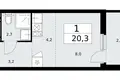 Appartement 1 chambre 20 m² Kommunarka, Russie