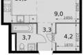 Студия 1 комната 32 м² Москва, Россия