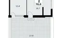 2 room apartment 70 m² Kommunarka, Russia