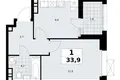 1 room apartment 34 m² Kommunarka, Russia