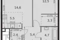 2 room apartment 48 m² Moscow, Russia