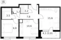 2 room apartment 53 m² Moscow, Russia