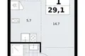 1 room apartment 29 m² Troitsk, Russia