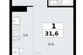Квартира 1 комната 32 м² район Коммунарка, Россия