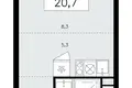Mieszkanie 1 pokój 21 m² Kommunarka, Rosja
