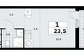 1 room apartment 24 m² Kommunarka, Russia