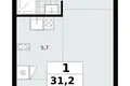 Квартира 1 комната 31 м² район Коммунарка, Россия