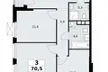 3 room apartment 71 m² Moscow, Russia