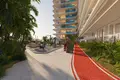 Residential complex New residence Samana Lake Views with swimming pools and lounge areas close to a highway, Production City, Dubai, UAE