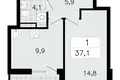 Mieszkanie 1 pokój 37 m² Vsevolozhsk, Rosja