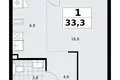 Apartamento 1 habitación 33 m² Troitsk, Rusia