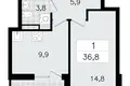 Квартира 1 комната 37 м² Всеволожск, Россия