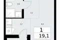 1 room apartment 19 m² Troitsk, Russia