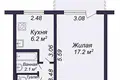 1 room apartment 33 m² Minsk, Belarus