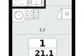Mieszkanie 1 pokój 21 m² Kommunarka, Rosja