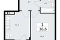 Apartamento 1 habitación 37 m² Vnukovo, Rusia