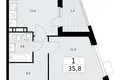 1 room apartment 36 m² Vnukovo, Russia