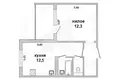 Wohnung 1 zimmer 32 m² Muchaviecki sielski Saviet, Belarus
