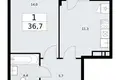 1 room apartment 37 m² Vnukovo, Russia