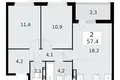 Квартира 2 комнаты 57 м² Красное Село, Россия