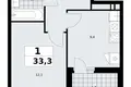 Квартира 1 комната 33 м² район Коммунарка, Россия