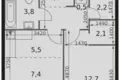 1 room apartment 42 m² Moscow, Russia